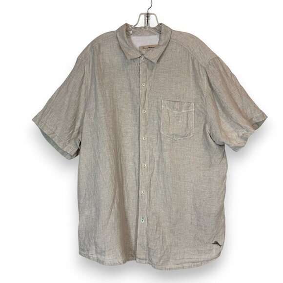 Tommy Bahama Linen Shirt Short Sleeve Neutral Beige Beachy XL - Picture 10 of 10